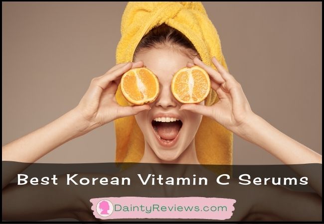 Korean model Vitamin C Serums with orange slices